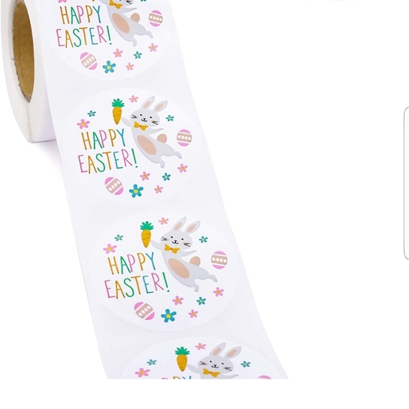 60 Ct.  2 Inch Easter Theme Stickers Labels Roll - Easter Bunny and Eggs… - Picture 6 of 7